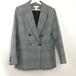 H&M | Double-Breasted Houndstooth Blazer